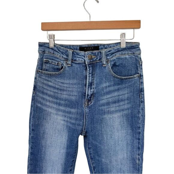 Risen jeans | High Rise Frayed Raw Hem Ankle Medium Wash size 28/7 - Picture 5 of 12